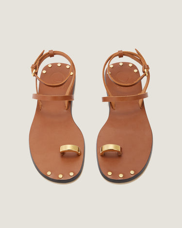 Fara Tan Leather Flat Sandal - Odissì - 4