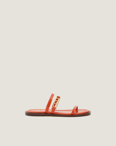 Juliet Orange Leather Flat Sandal - Odissì