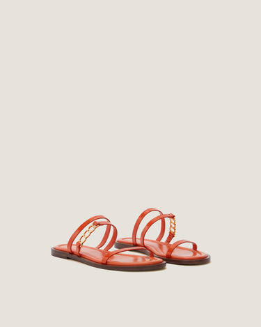 Juliet Orange Leather Flat Sandal - Odissì - 2