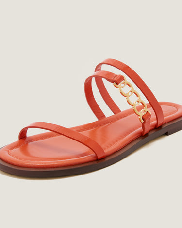 Juliet Orange Leather Flat Sandal - Odissì - 3