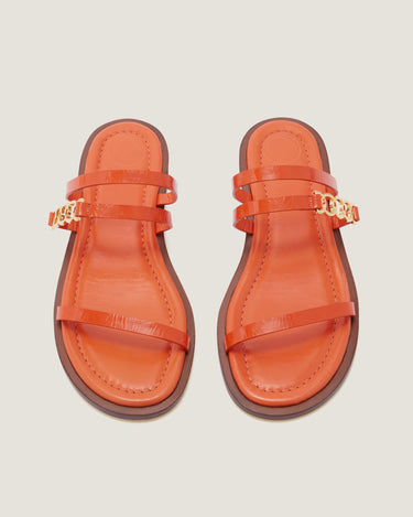 Juliet Orange Leather Flat Sandal - Odissì - 4