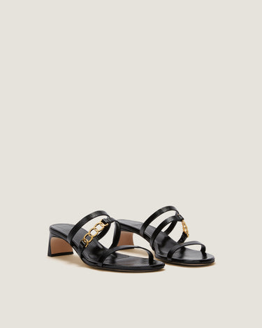 Juliet Black Leather Heel Sandal - Odissì - 2