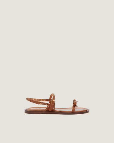 Jackie Tan Leather Flat Sandal - Odissì