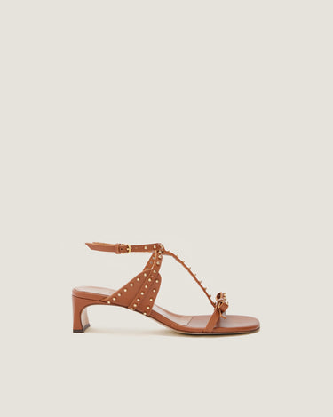 Jackie Tan Leather Heel Sandal - Odissì