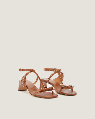 Jackie Tan Leather Heel Sandal - Odissì - 2