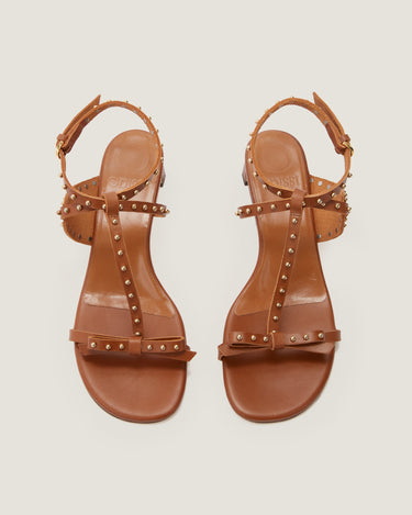 Jackie Tan Leather Heel Sandal - Odissì - 4