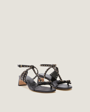 Jackie Black Leather Heel Sandal - Odissì - 2