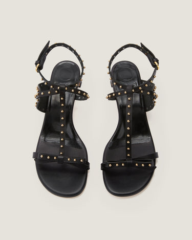 Jackie Black Leather Heel Sandal - Odissì - 4