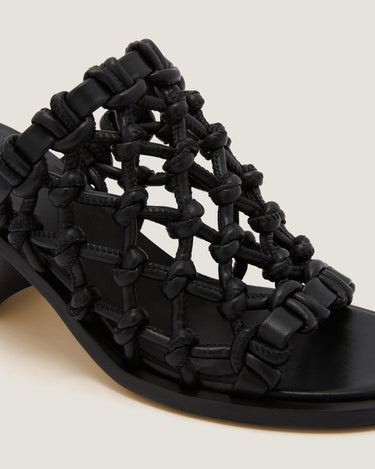 Nour Black Soft Braided Heel Sandal - Odissì - 3